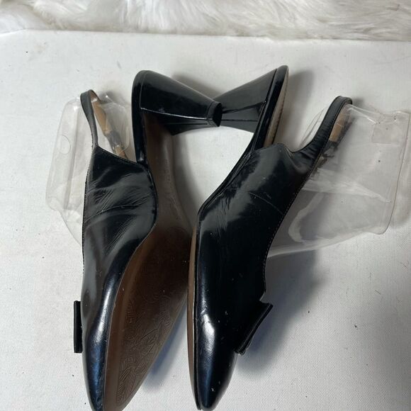 Trotters leather black sling back shoes Round toe embellished with a bow SZ11W - Picture 7 of 10